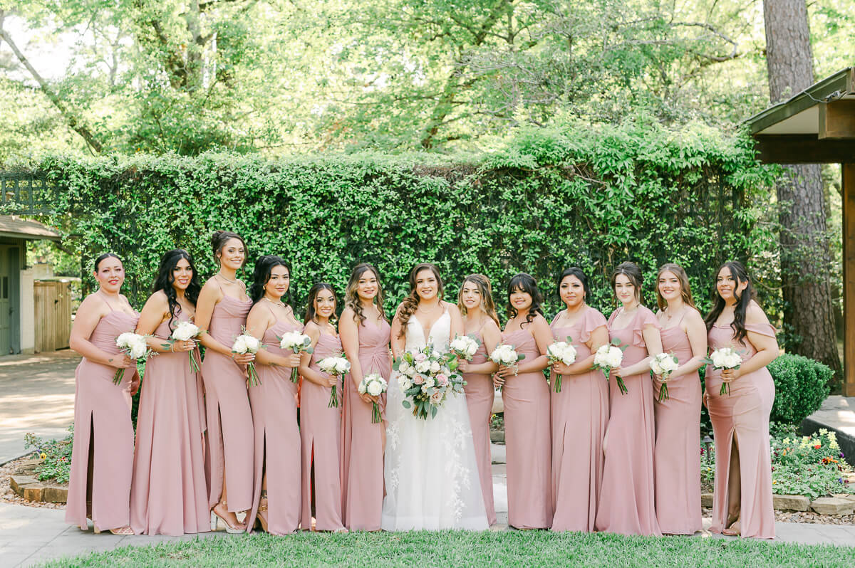 bridesmaids at Houston garden wedding