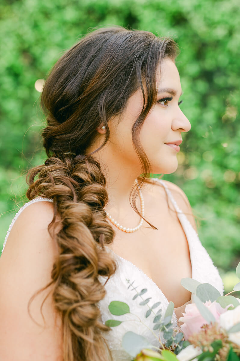 bride at garden wedding at Shirley Acres