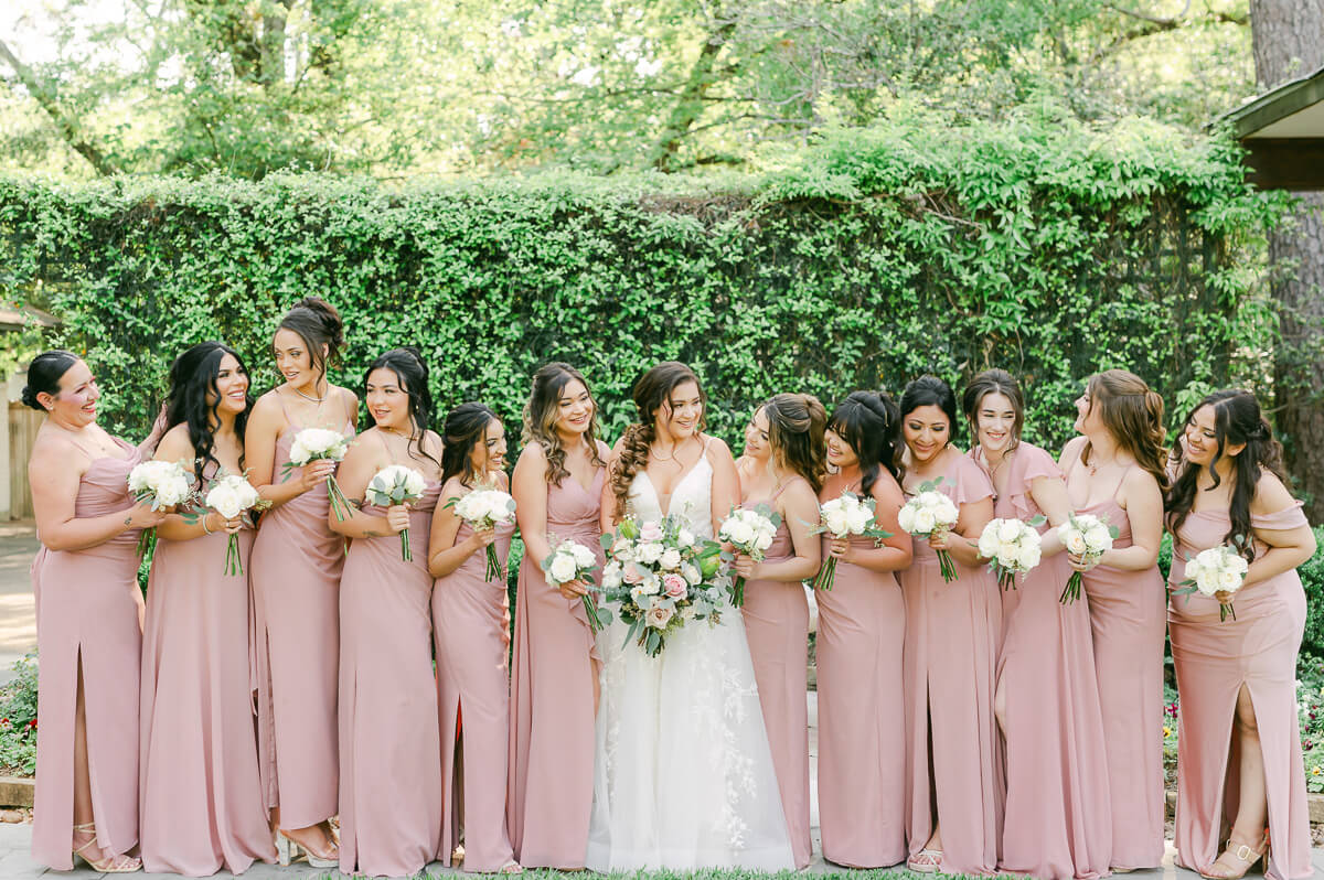 bridesmaids at Houston garden wedding