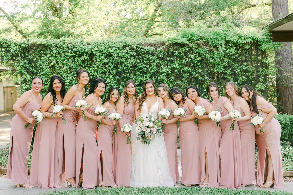 bridesmaids at Houston garden wedding