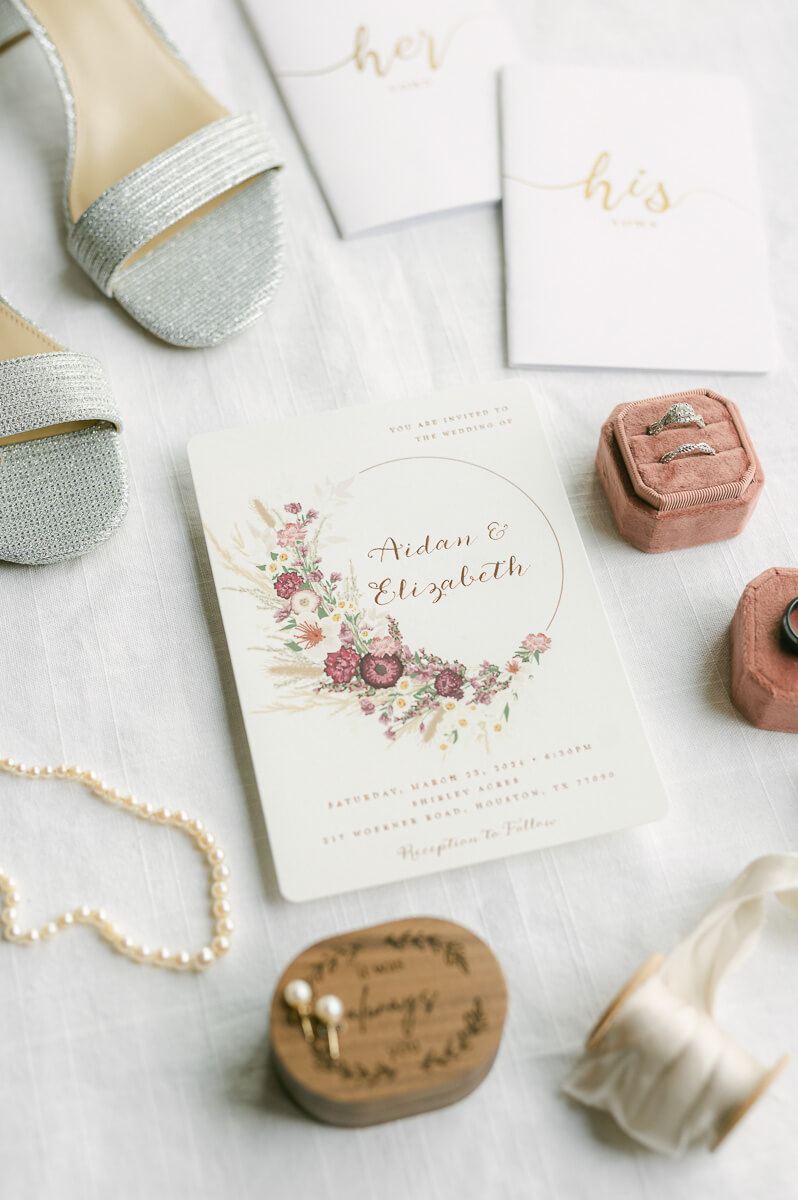 wedding invitation and bridal details