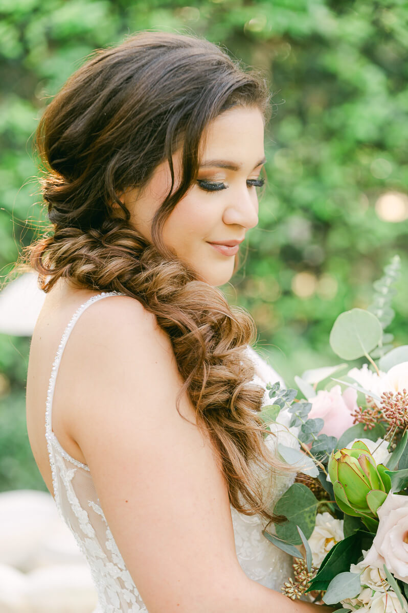bride at garden wedding at Shirley Acres