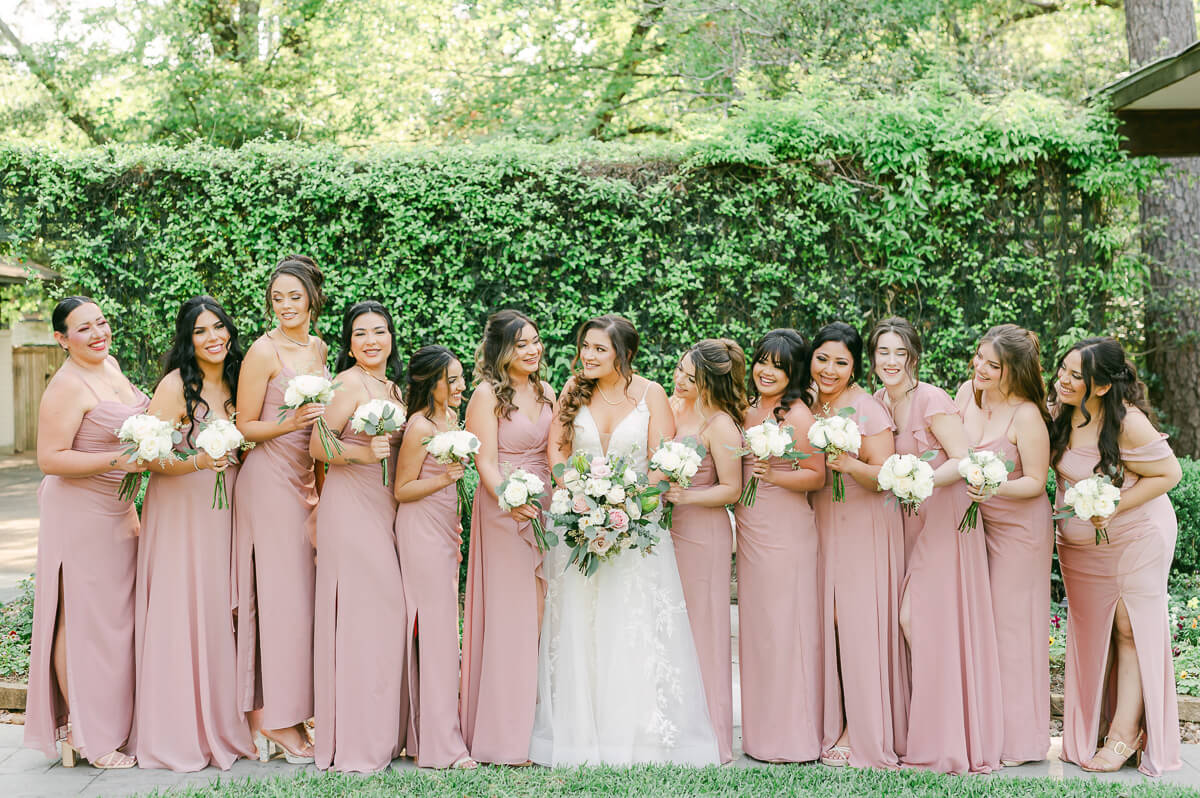 bridesmaids at Houston garden wedding