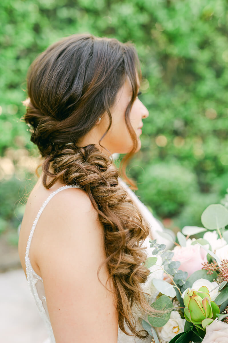 bride at garden wedding at Shirley Acres