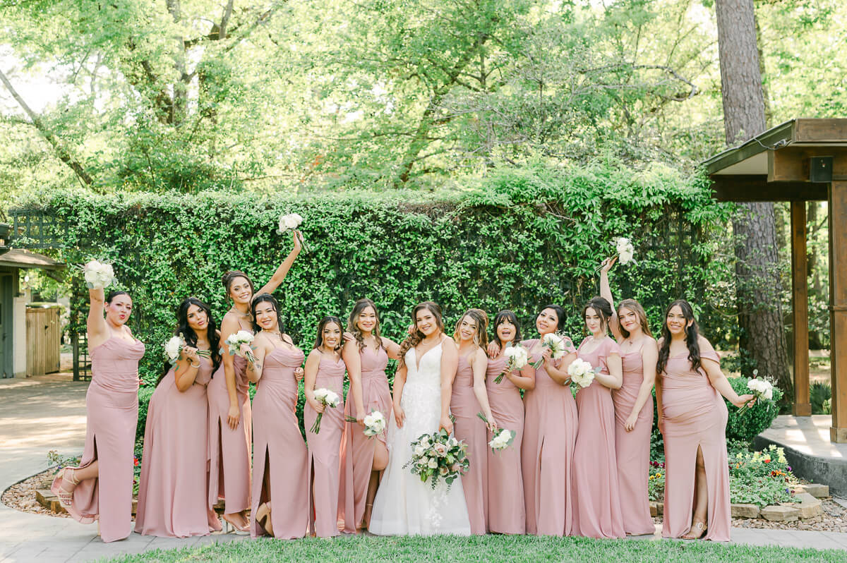bridesmaids at Houston garden wedding