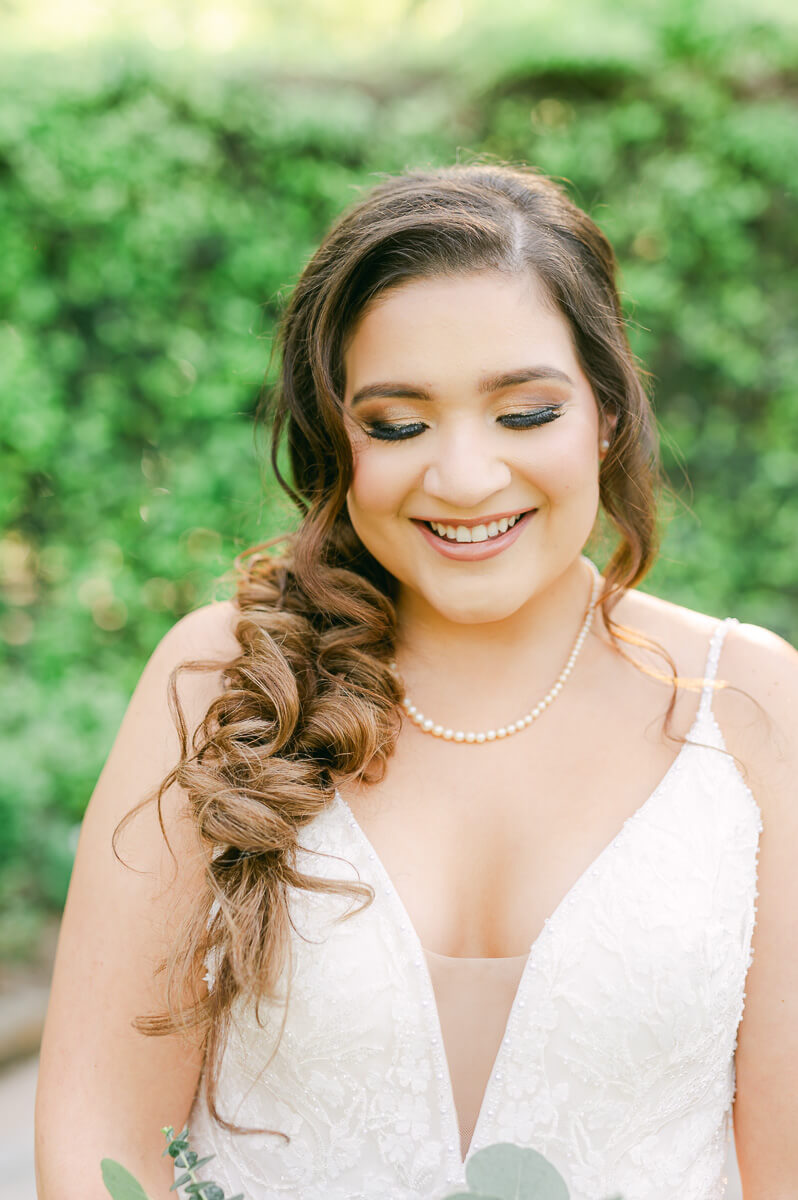 bride at garden wedding at Shirley Acres