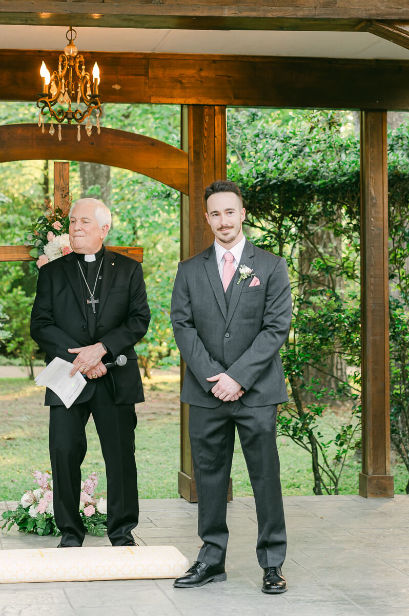 groom seeing bride during ceremony