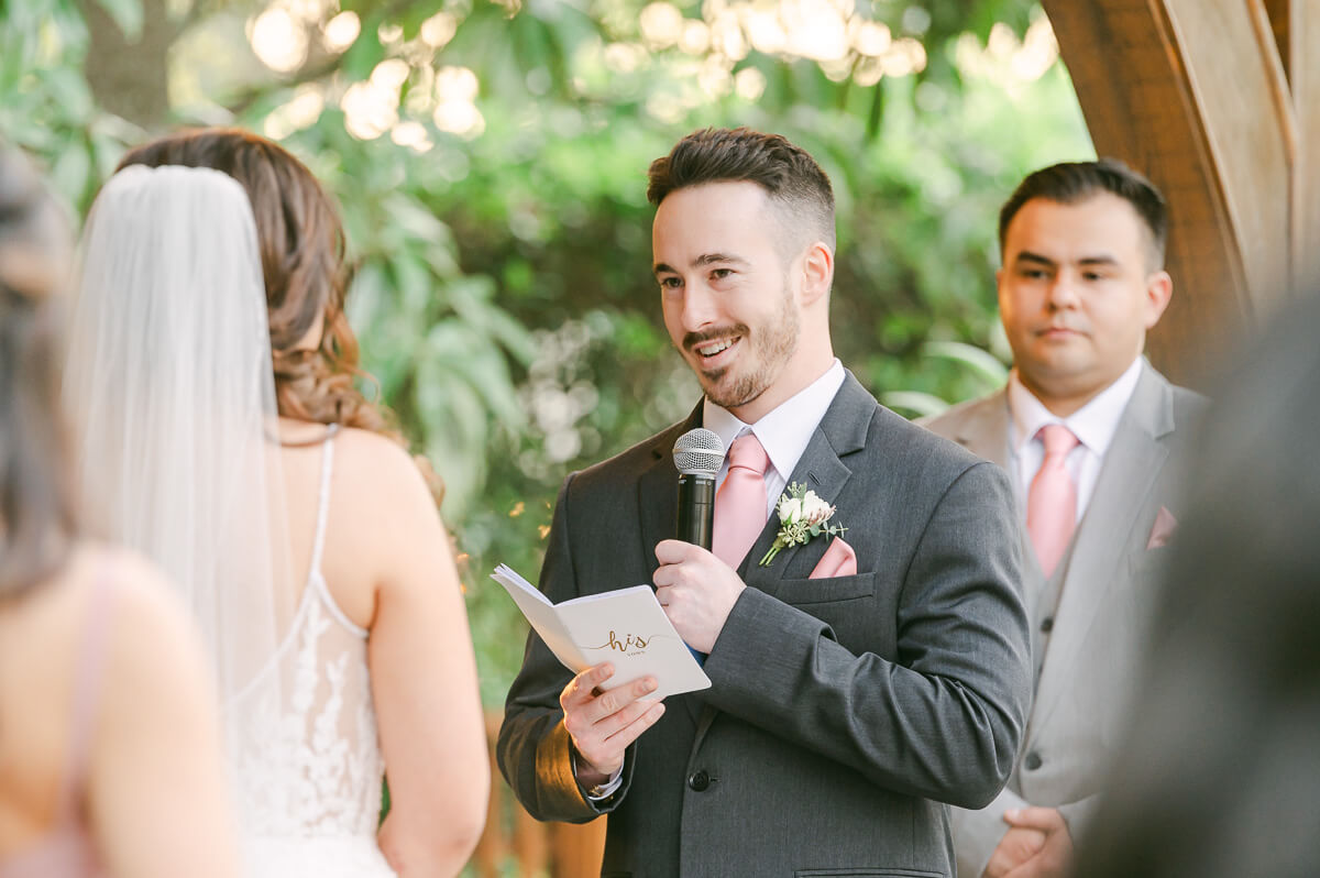 groom during Shirley Acres wedding in Houston