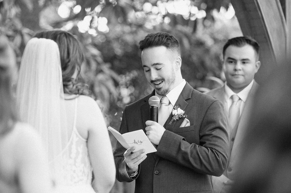 groom during Shirley Acres wedding in Houston