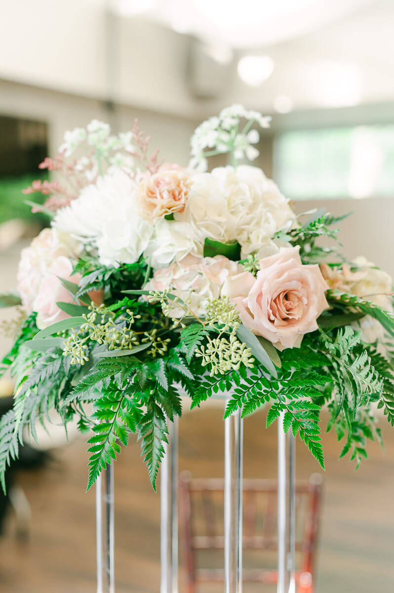 flower centerpiece at spring wedding