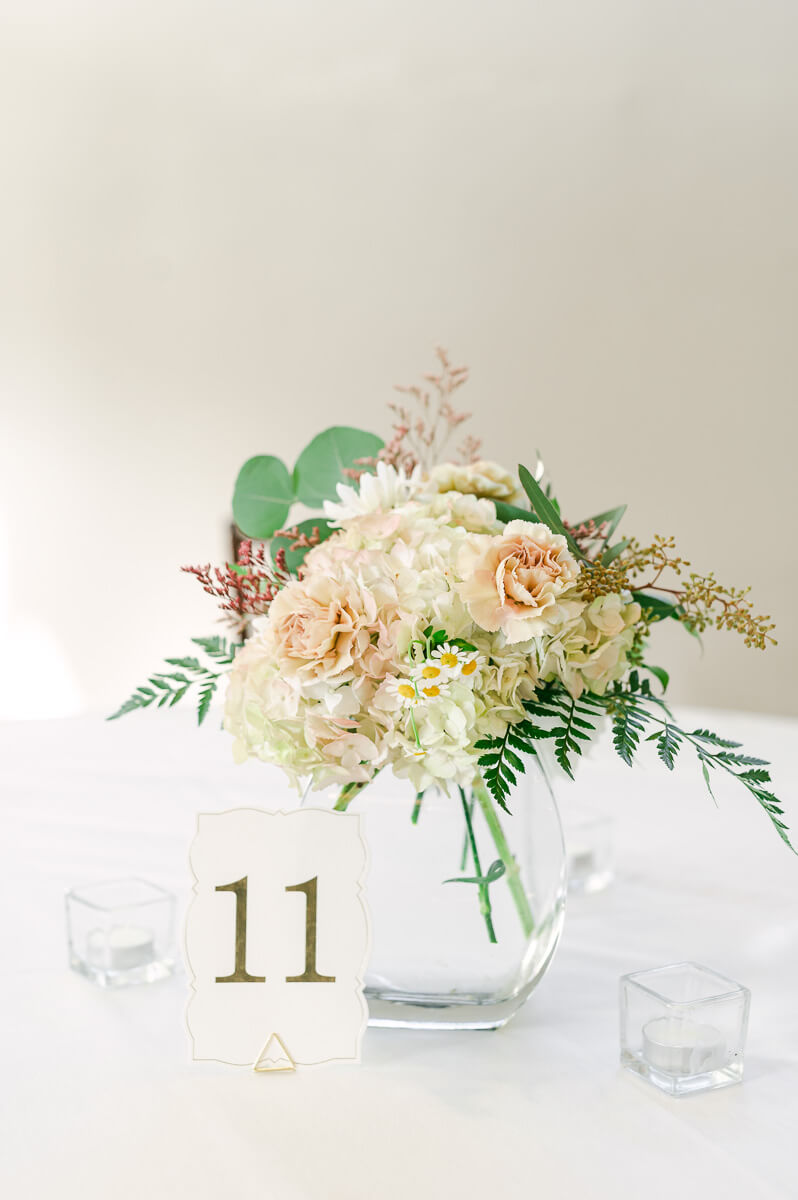 flower centerpiece at spring wedding