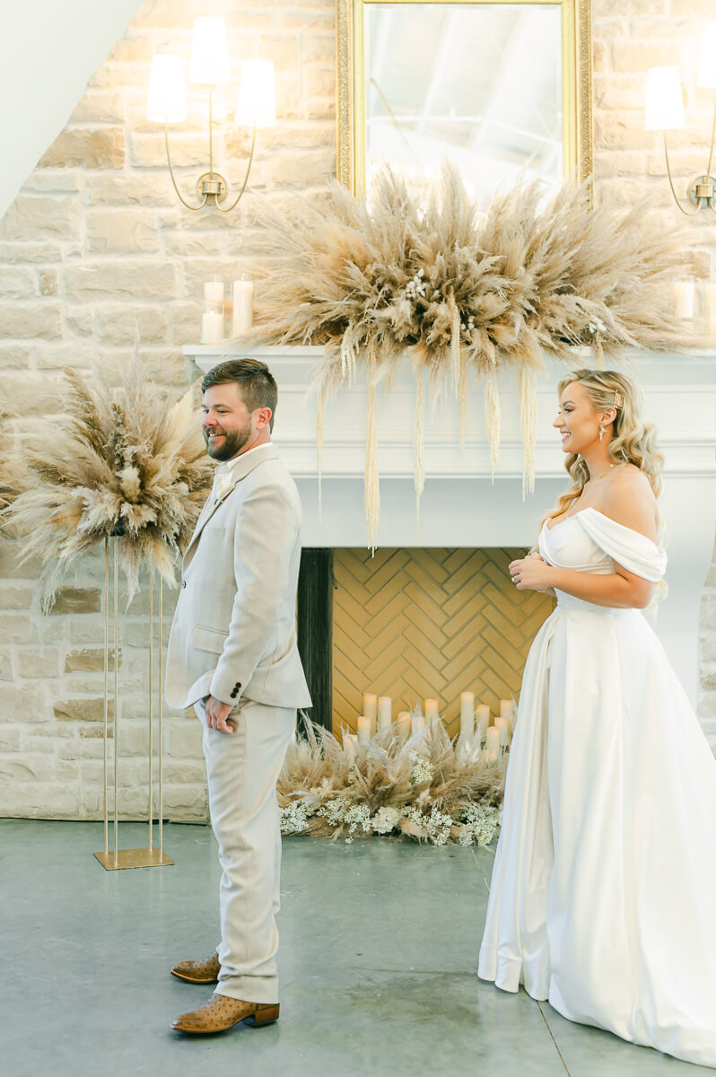 first look at wedding in Anahuac, Tx