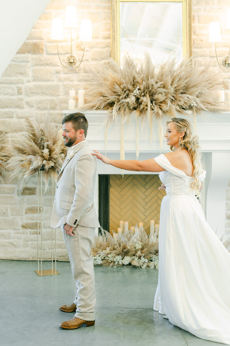 first look at wedding in Anahuac, Tx
