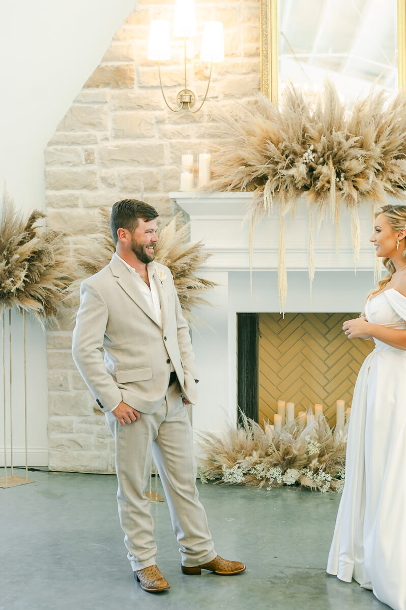 first look at wedding in Anahuac, Tx