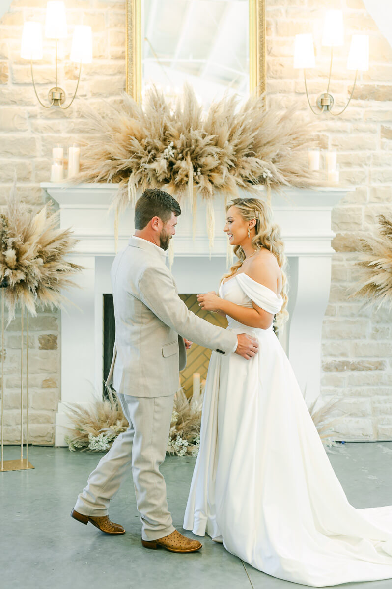first look at wedding in Anahuac, Tx