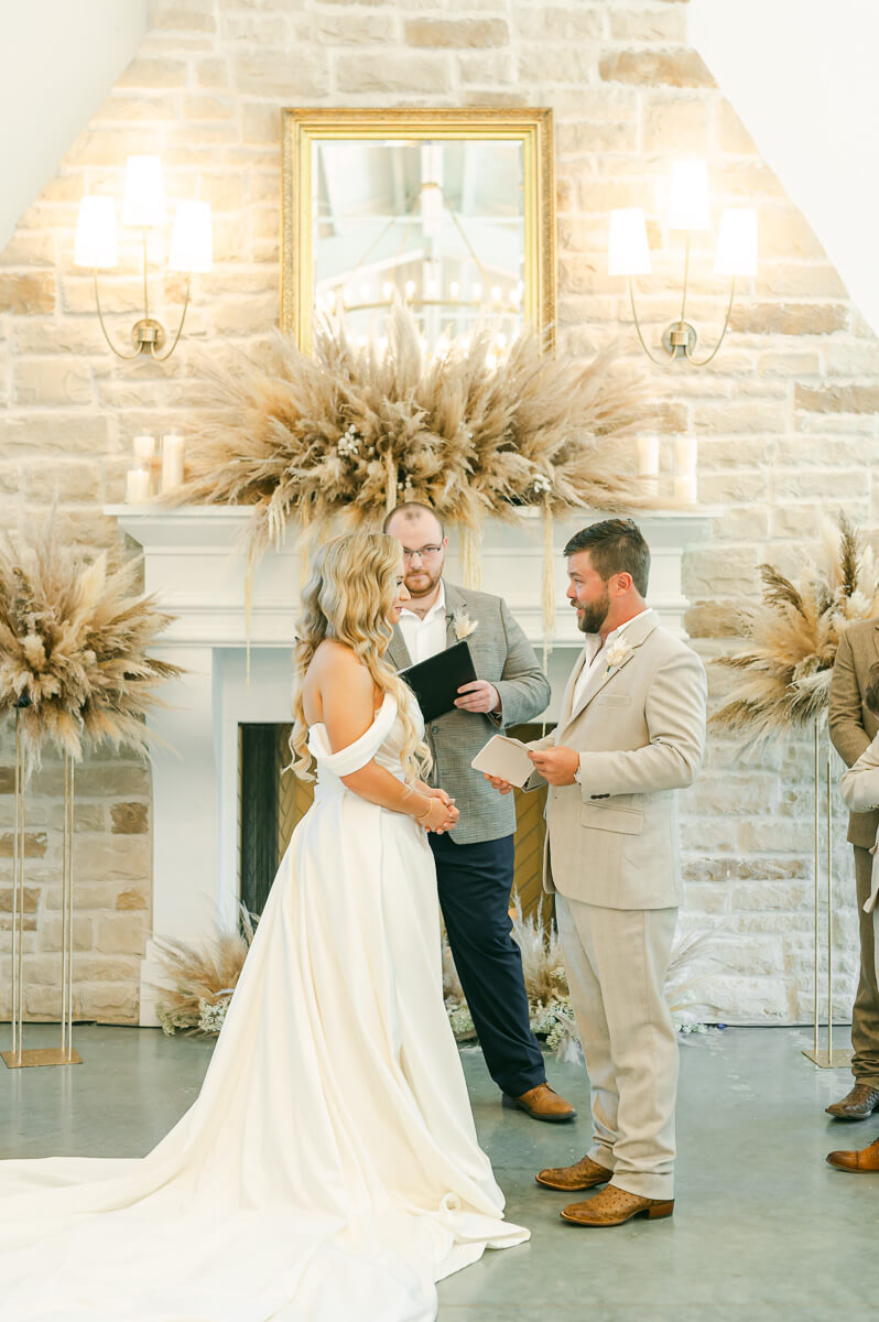 couple during their wedding ceremony in Anahuac, Tx