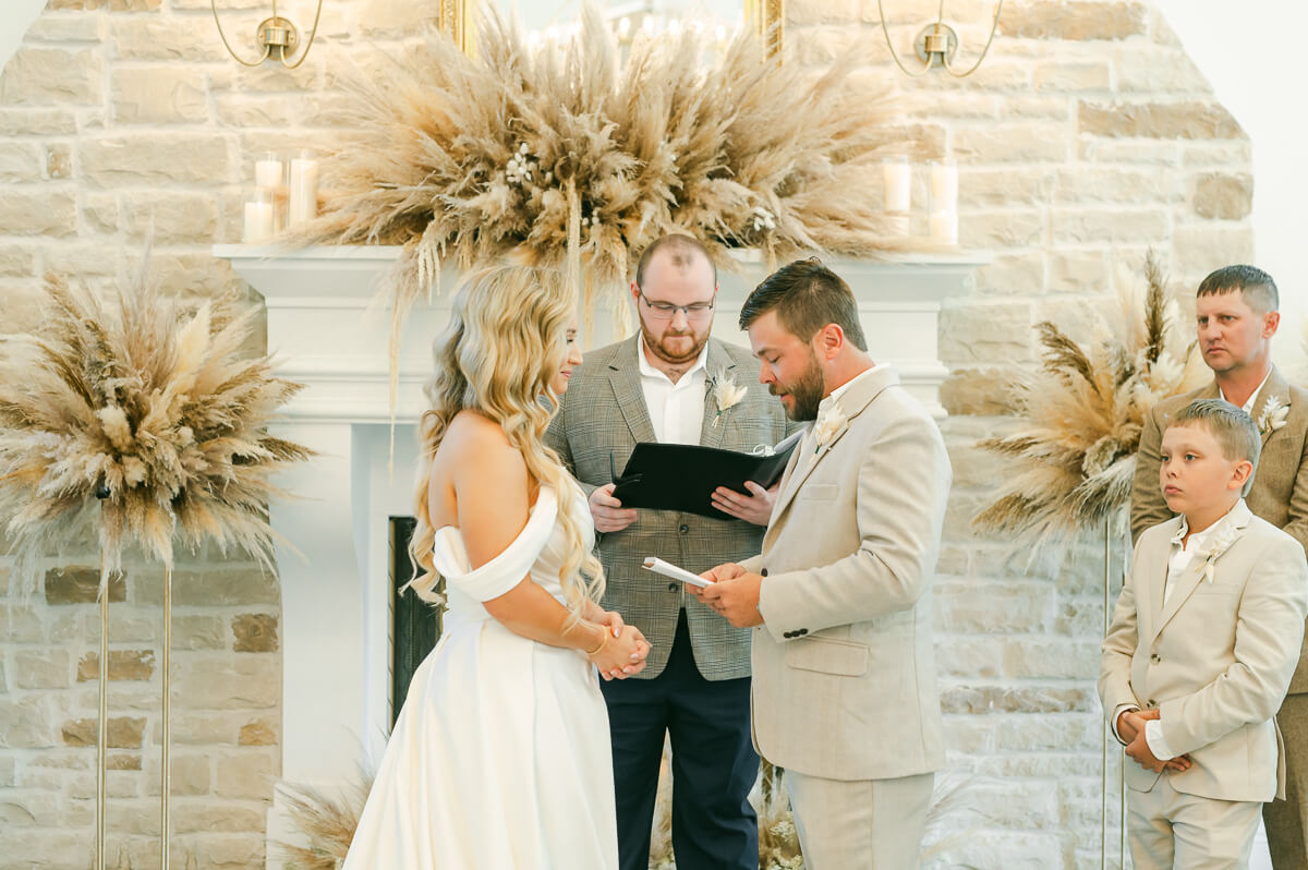 couple during their wedding ceremony in Anahuac, Tx