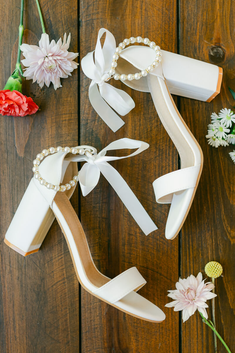 wedding shoes inside magnolia meadows wedding chapel