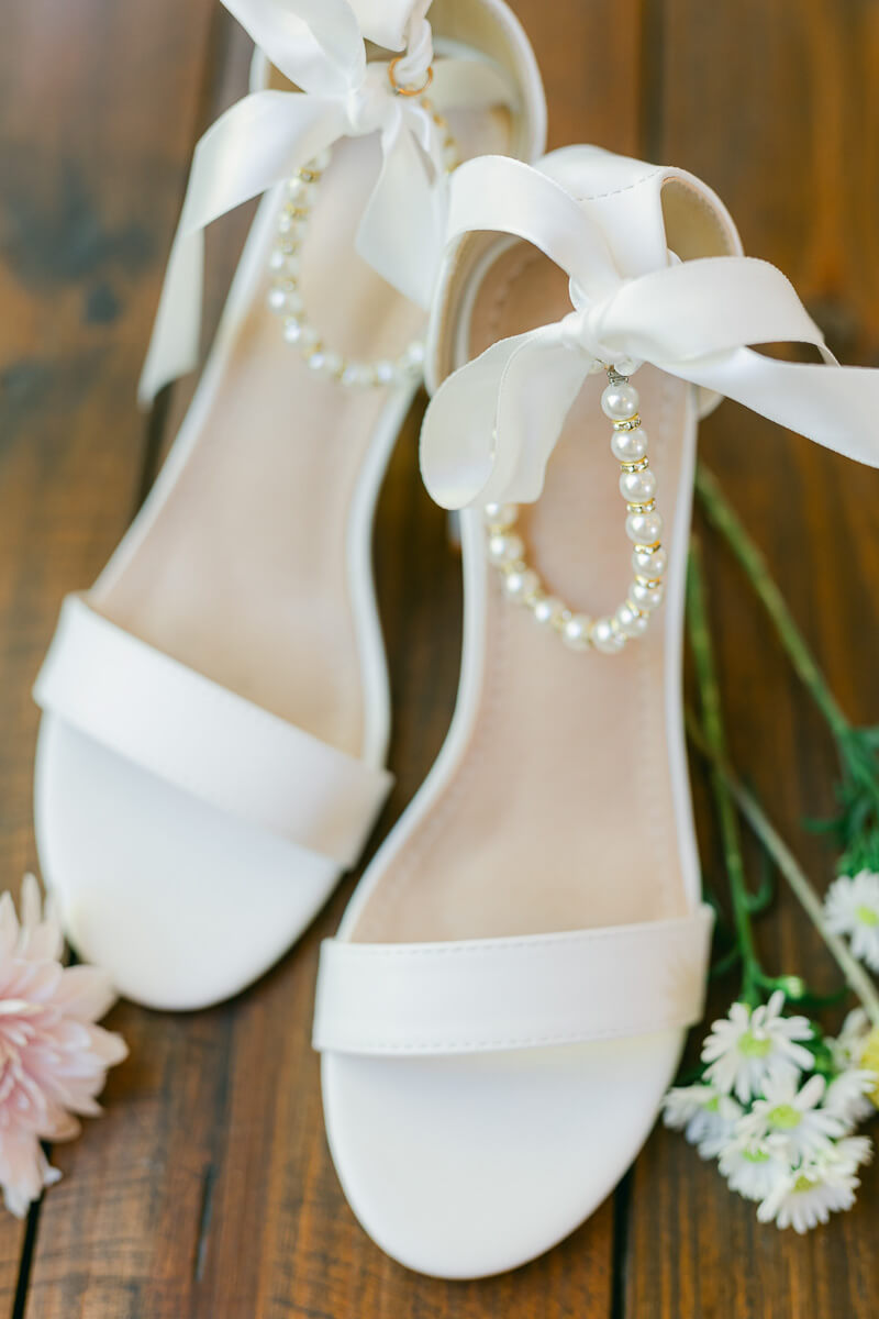 wedding shoes inside magnolia meadows wedding chapel