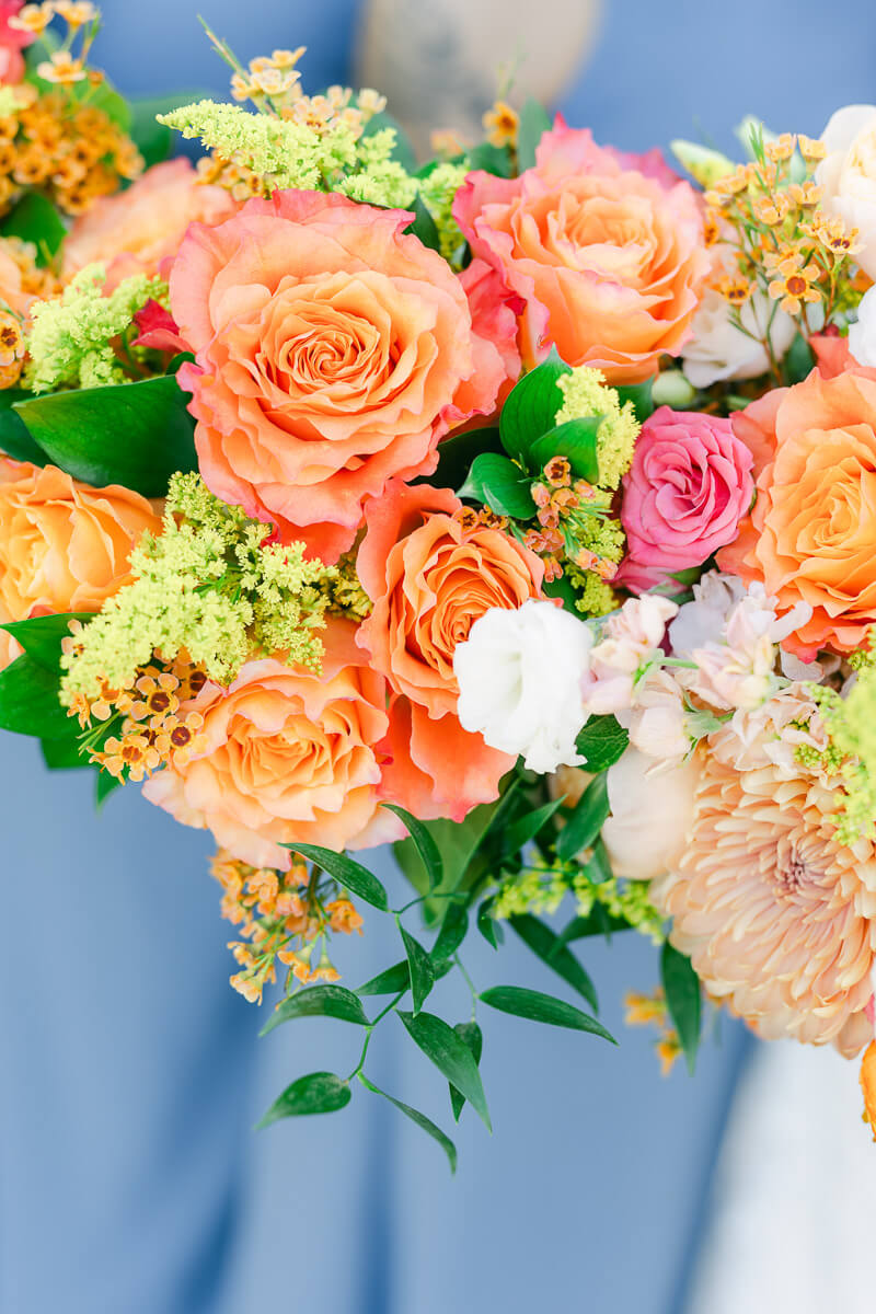 bright orange and pink bouquets