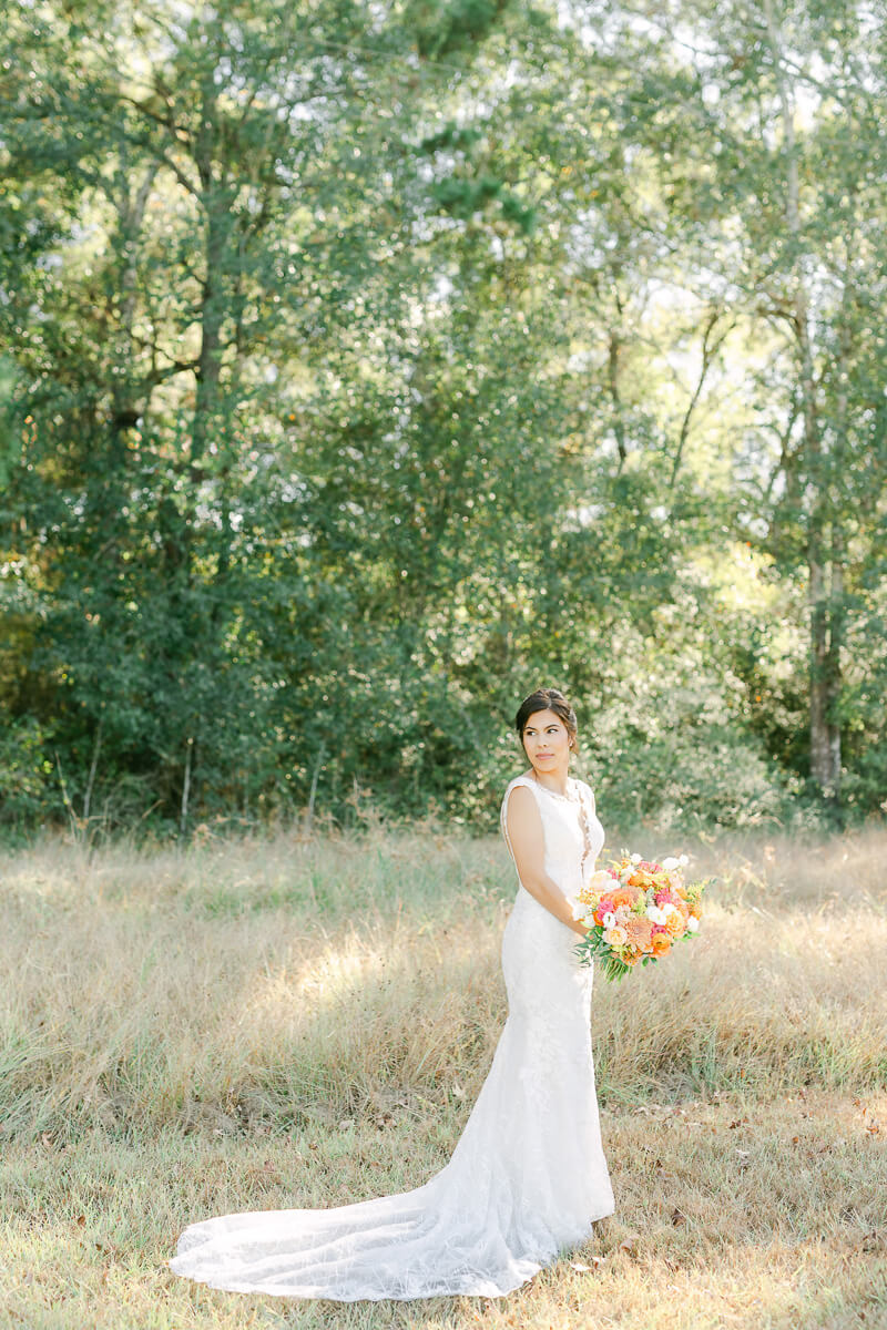 bride at magnolia meadows wedding venue