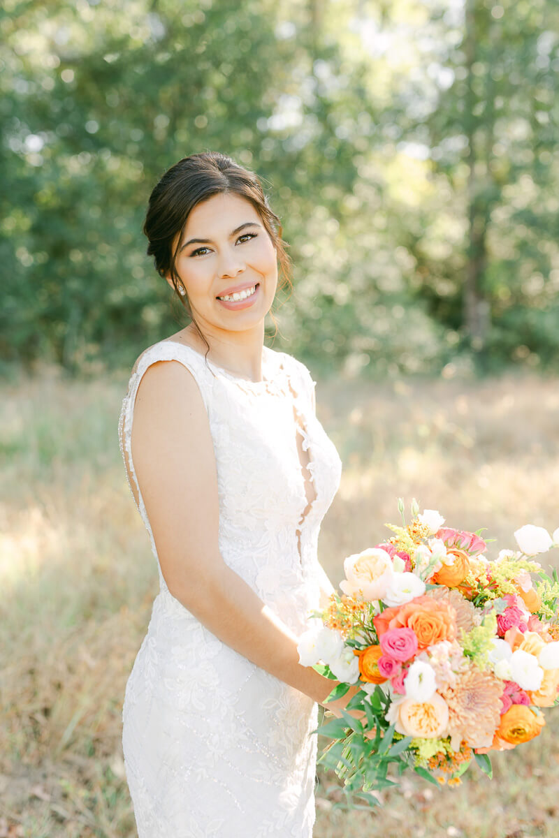 bride at magnolia meadows wedding venue