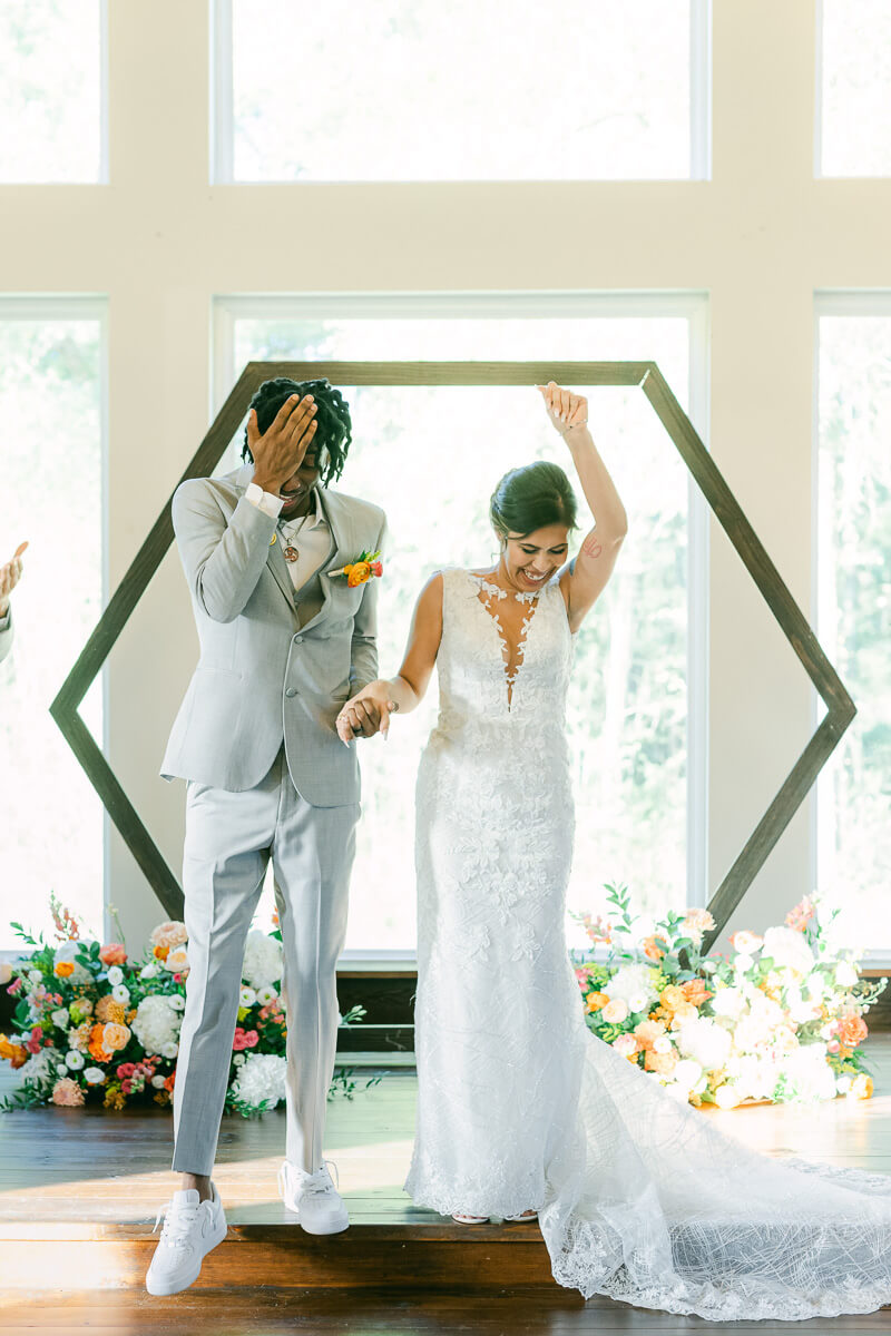 couple after ceremony at magnolia meadows 