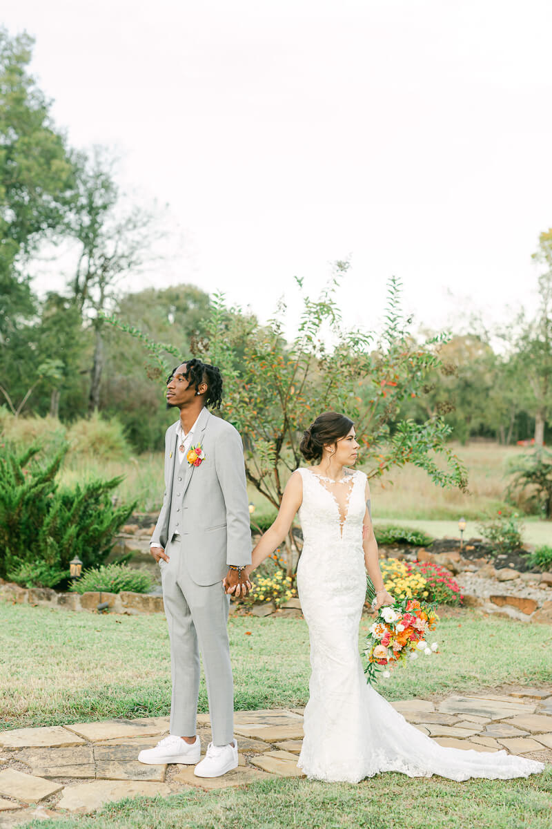 couple posing for photos at magnolia meadows