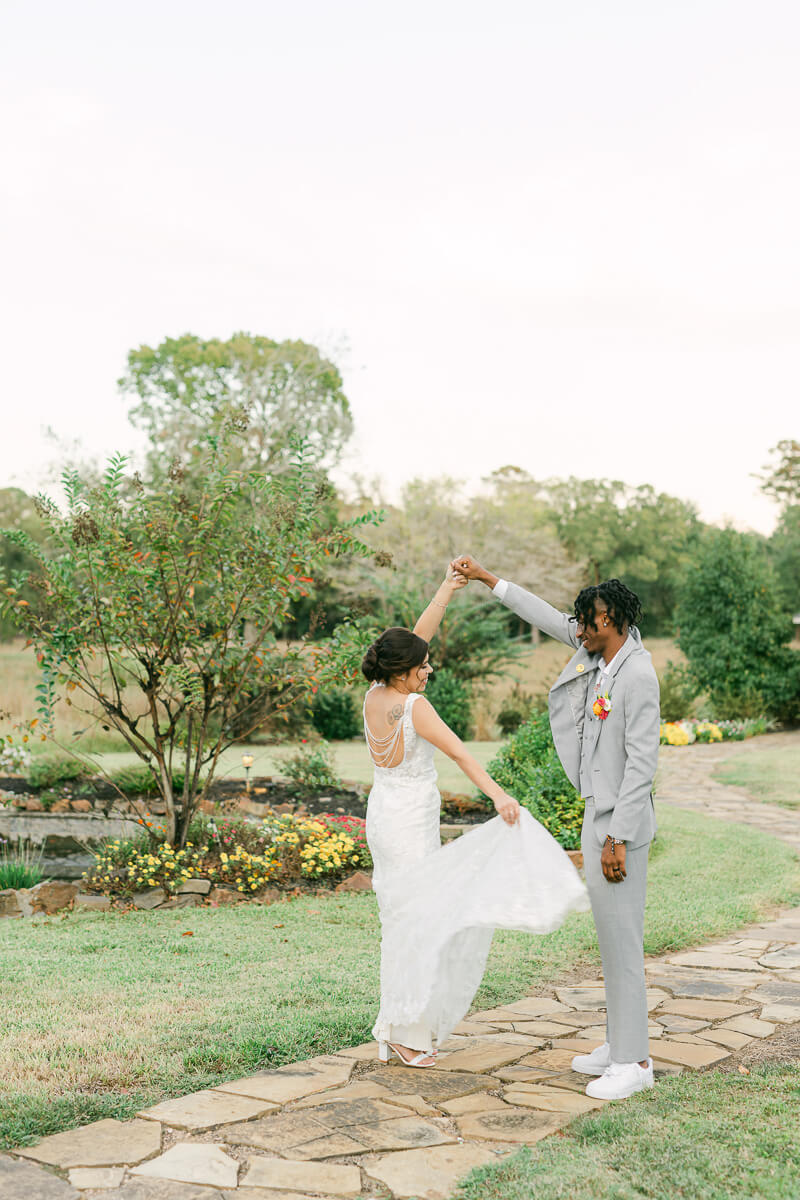 bride spinning on her wedding day