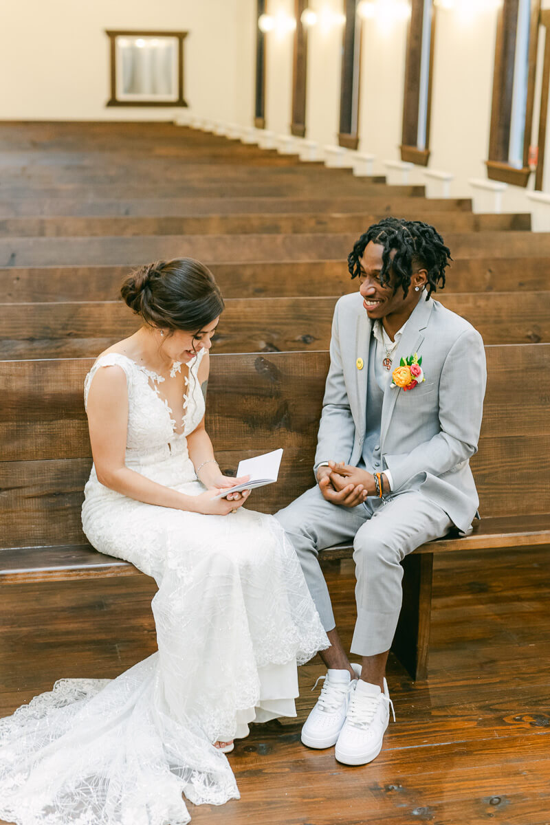 bride reading vows to groom