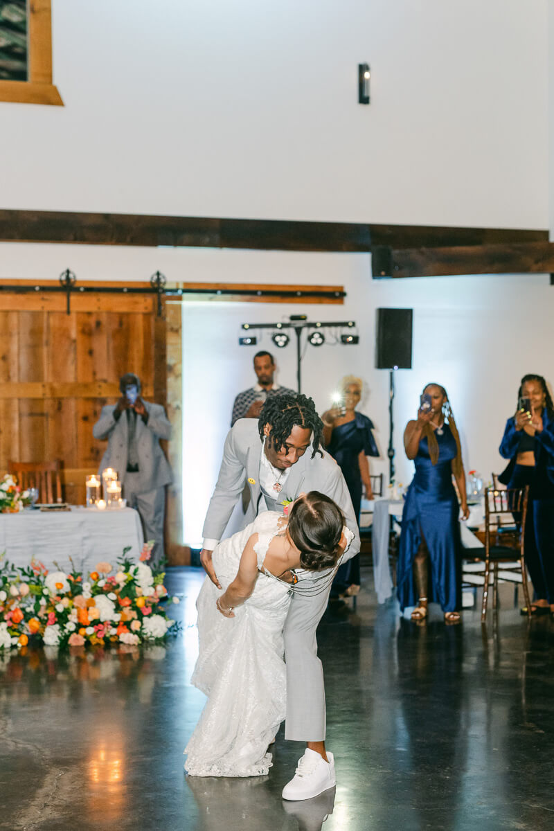 couple during their first dance at magnolia meadows