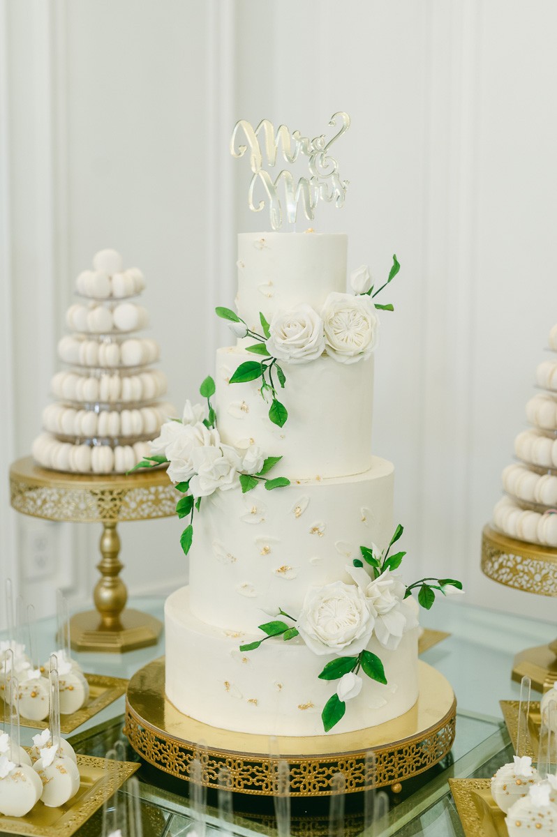 white cake at The Peach Orchard wedding venue