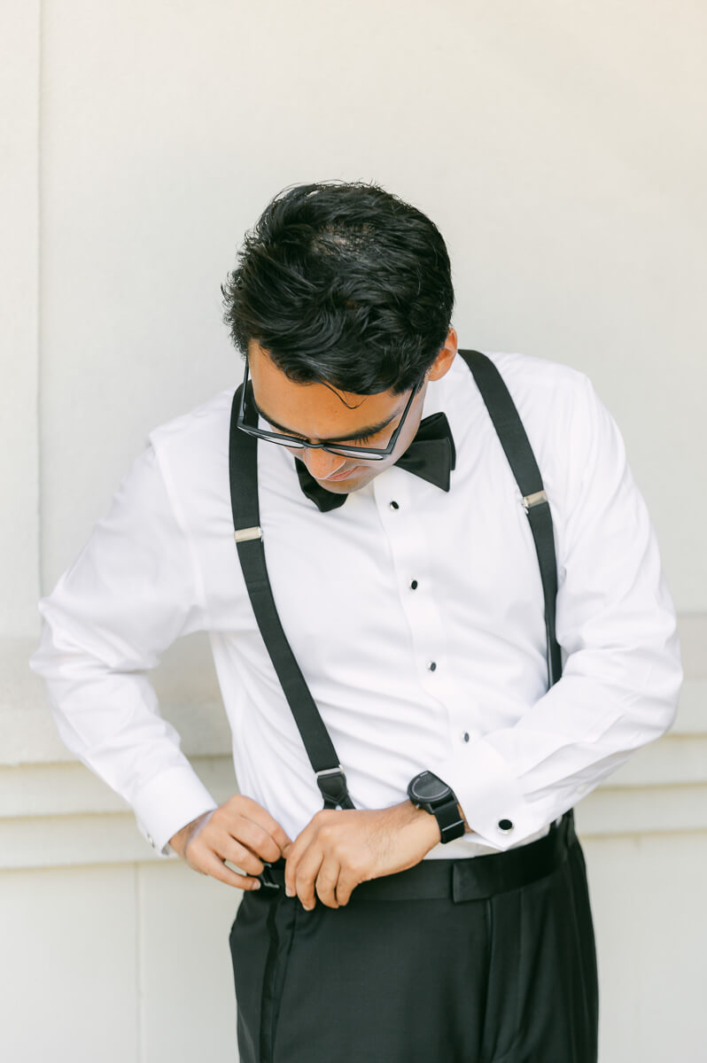 a groom at The Peach Orchard wedding venue