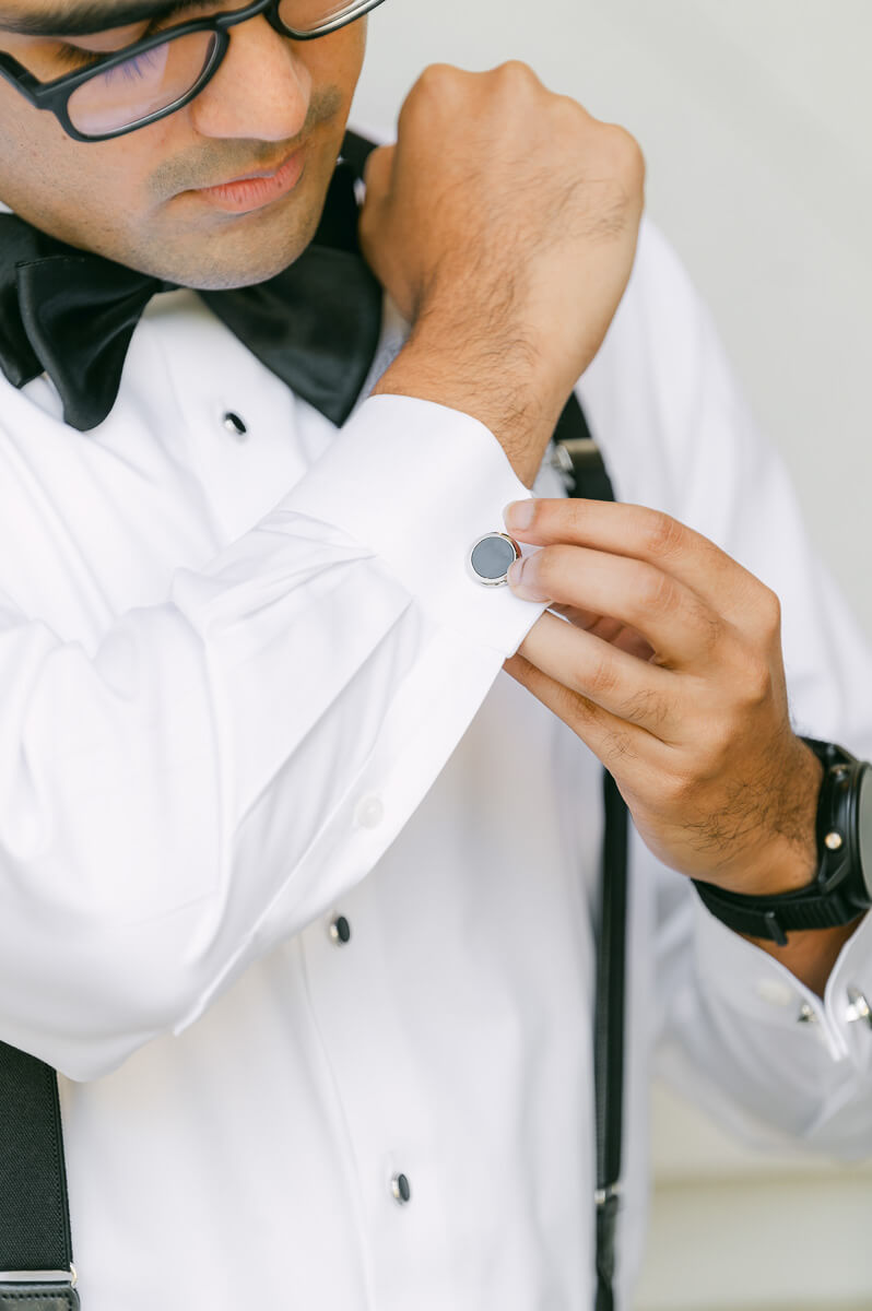 a groom at The Peach Orchard wedding venue