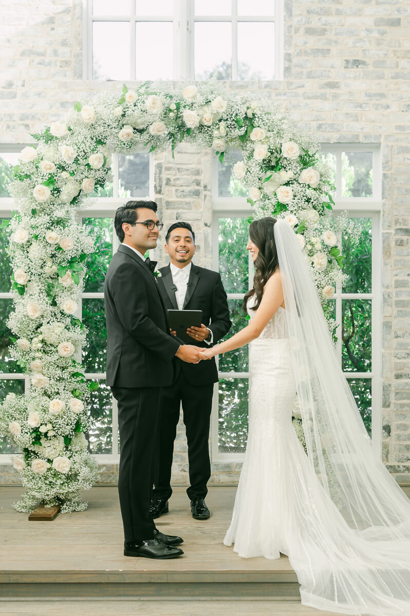 couple during their ceremony at The Peach Orchard 