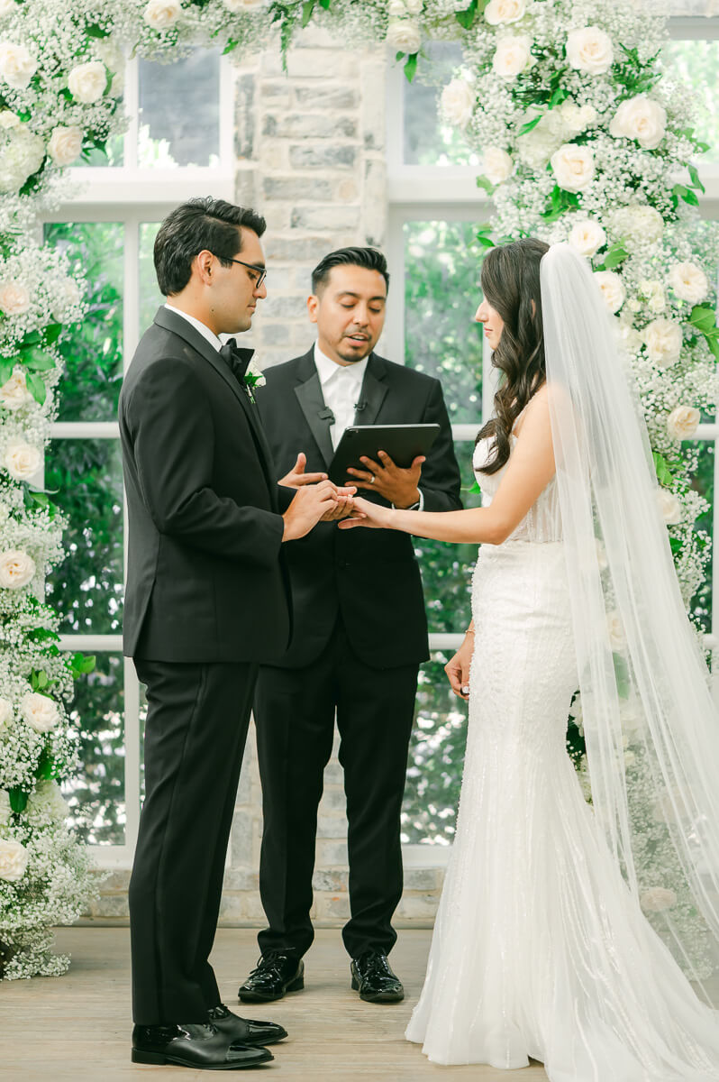 couple during their ceremony at The Peach Orchard wedding venue