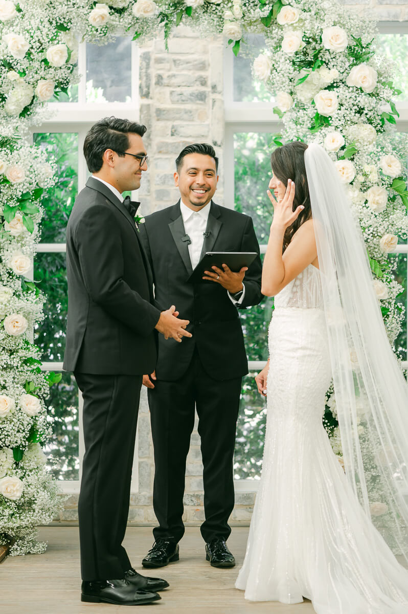 couple during their ceremony at The Peach Orchard 