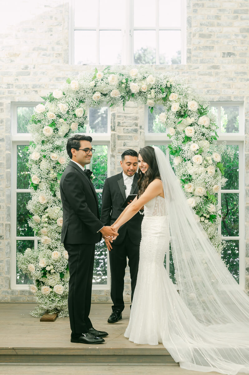 couple during their ceremony at The Peach Orchard 