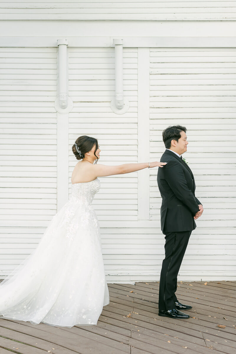 first look outside cross key acres wedding venue