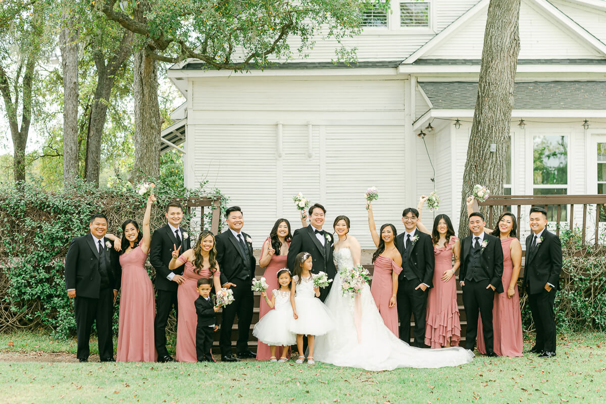 wedding party at cross key acres in richmond texas