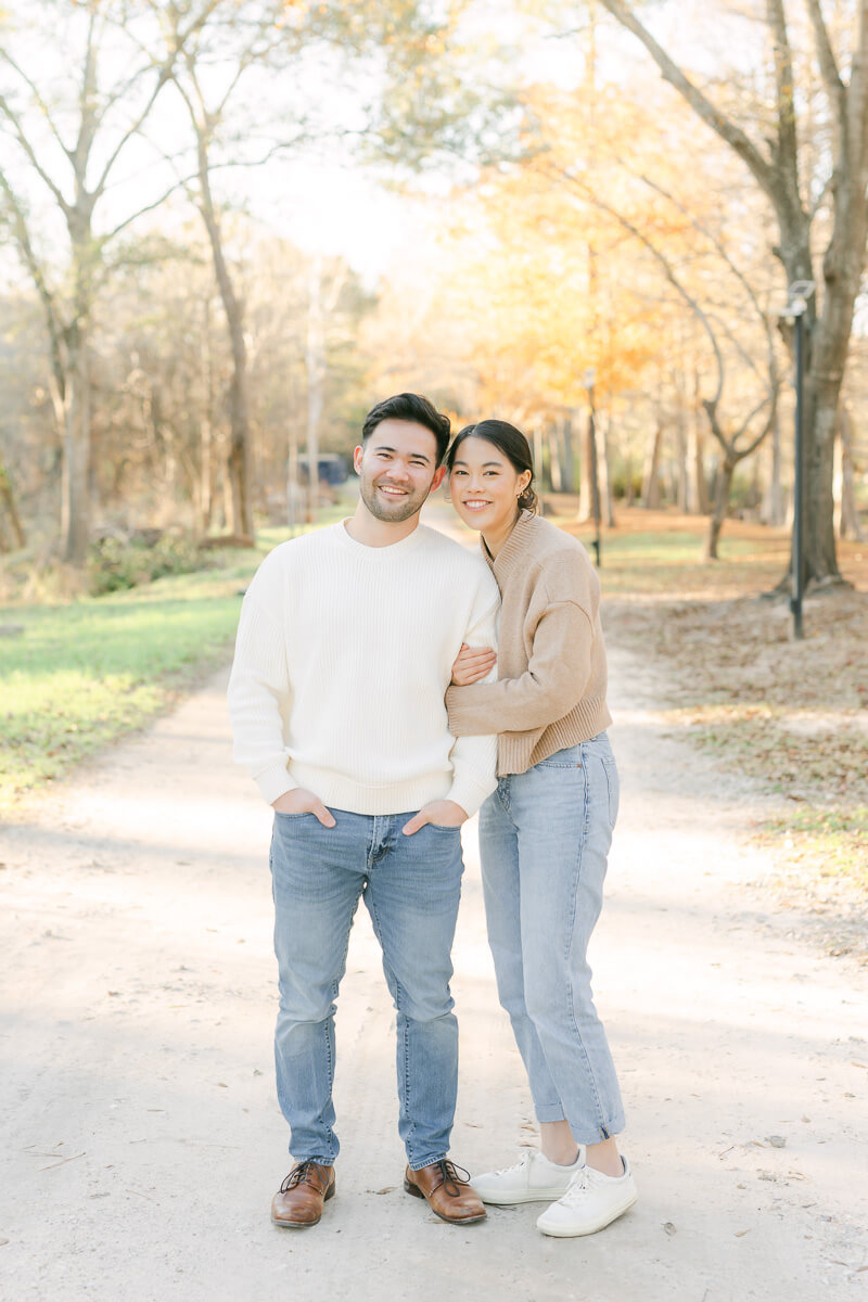 engaged couple at their cypress engagement photography session