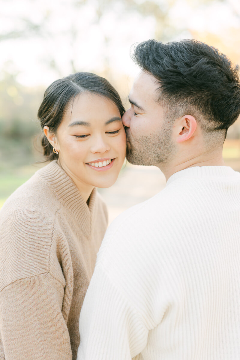 engaged couple at their cypress engagement photography session