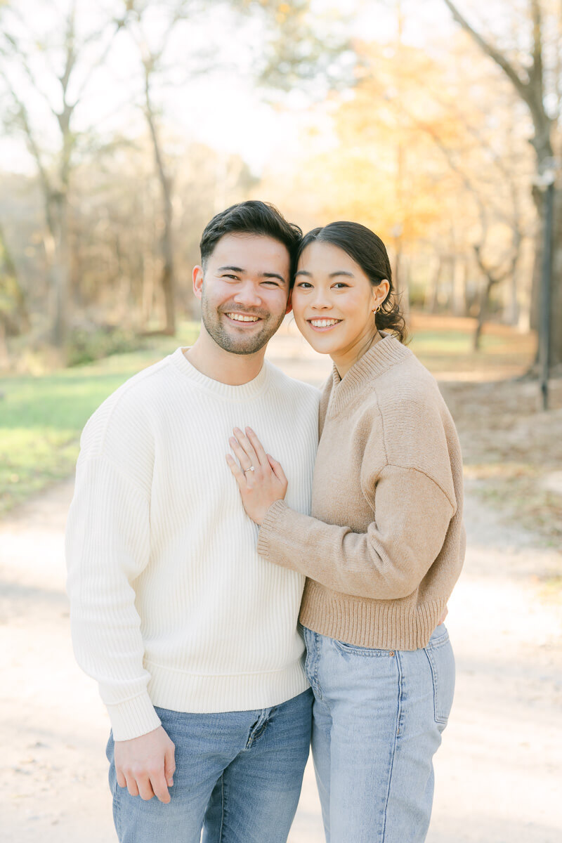 engaged couple at their cypress engagement photography session