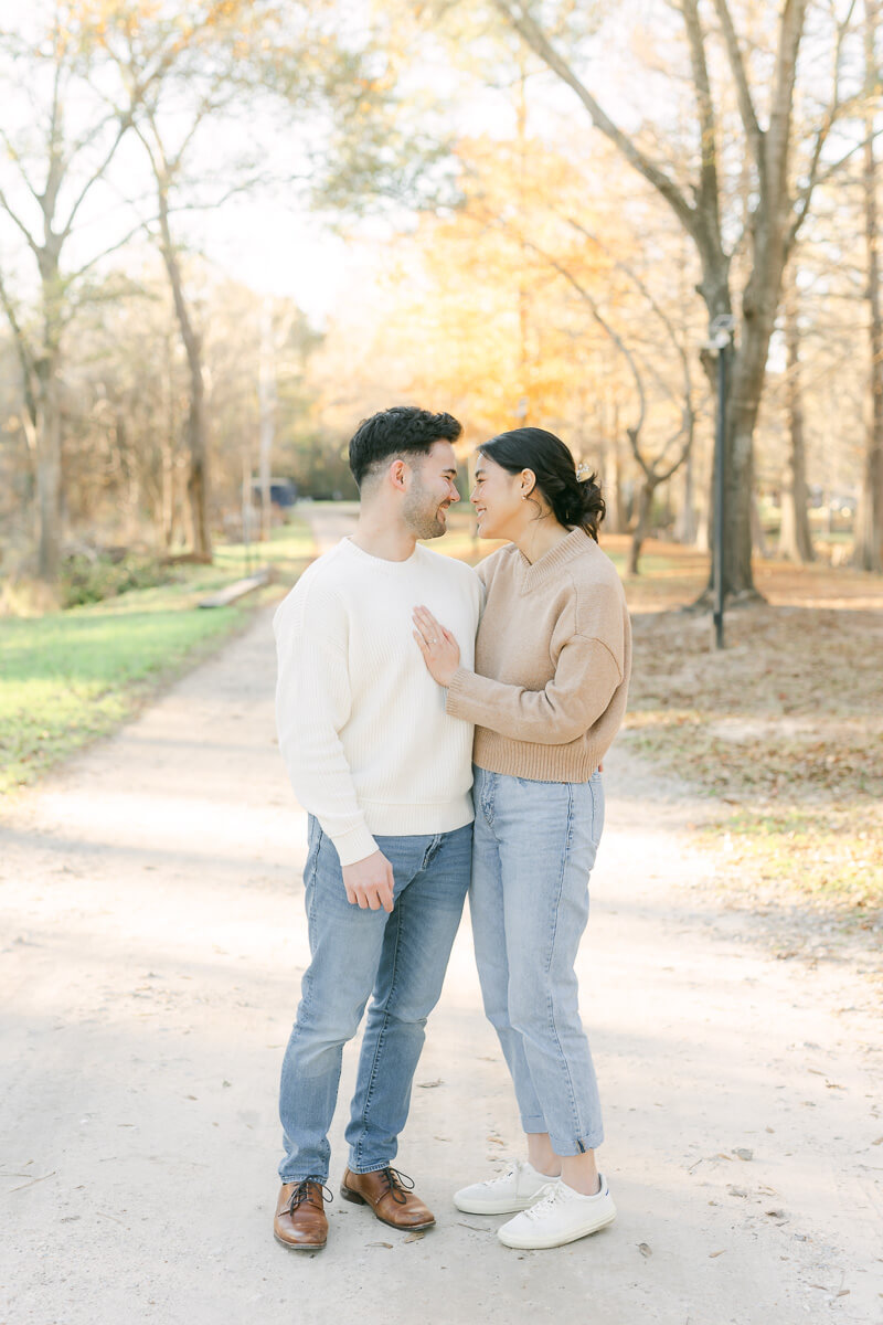 engaged couple at their cypress engagement photography session