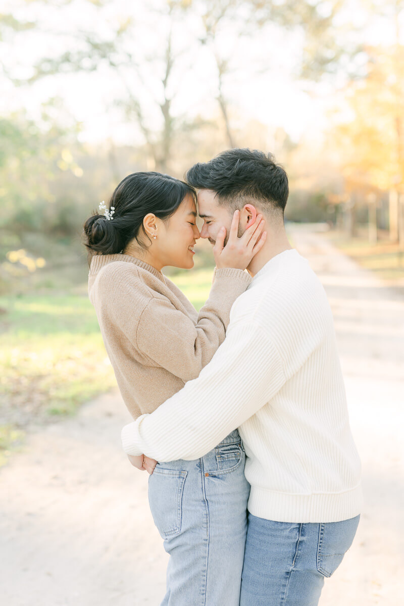 engaged couple at their cypress engagement photography session