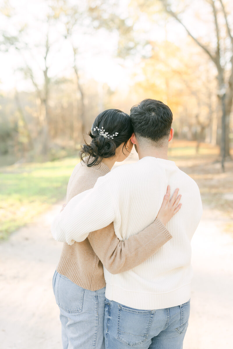 engaged couple at their cypress engagement photography session