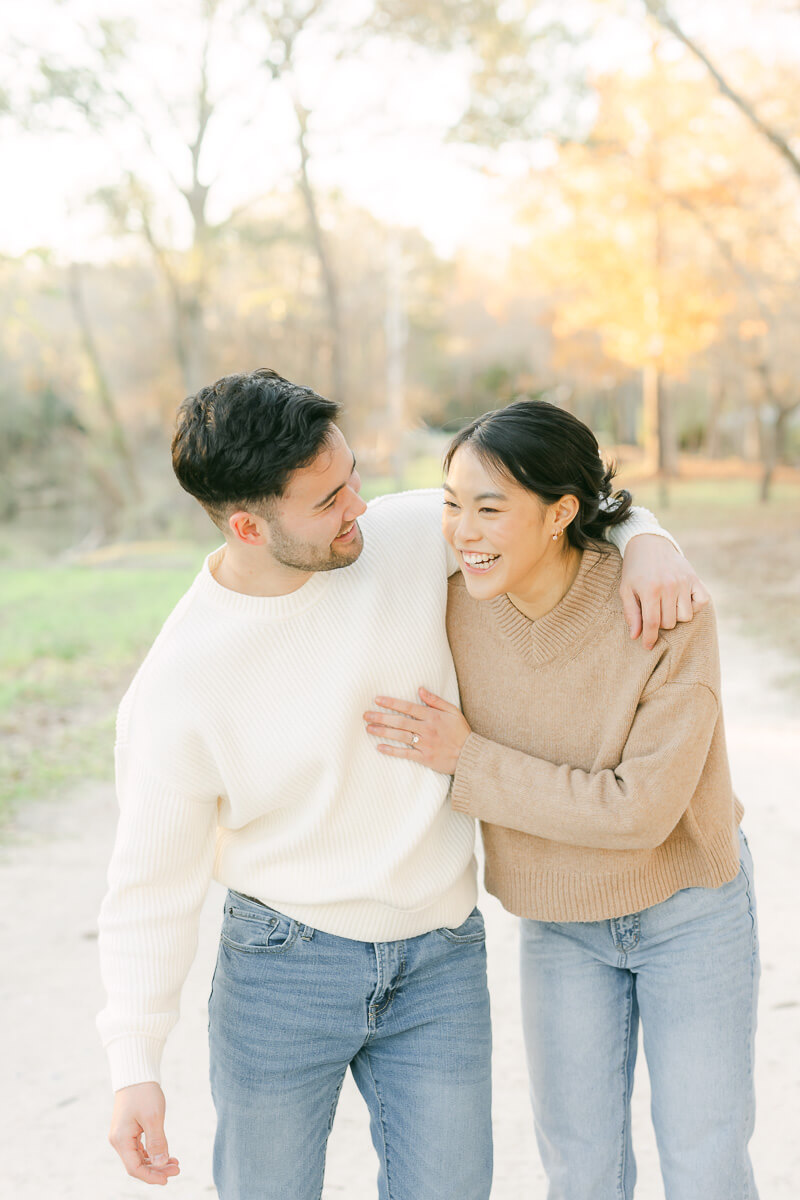 engaged couple in cypress texas at their engagement session