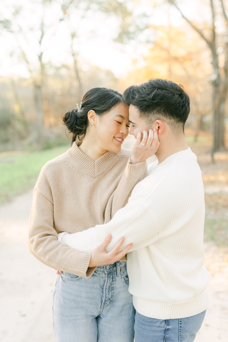 engaged couple in cypress texas at their engagement session