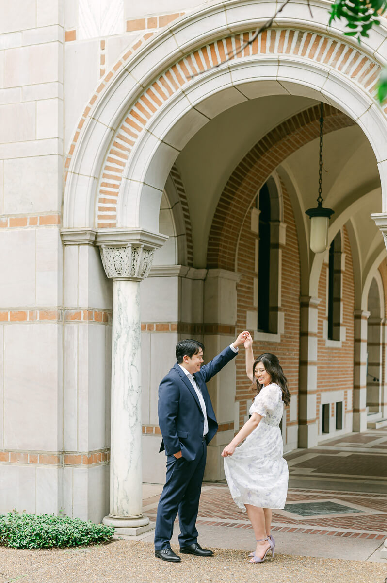 engaged couple at rice university