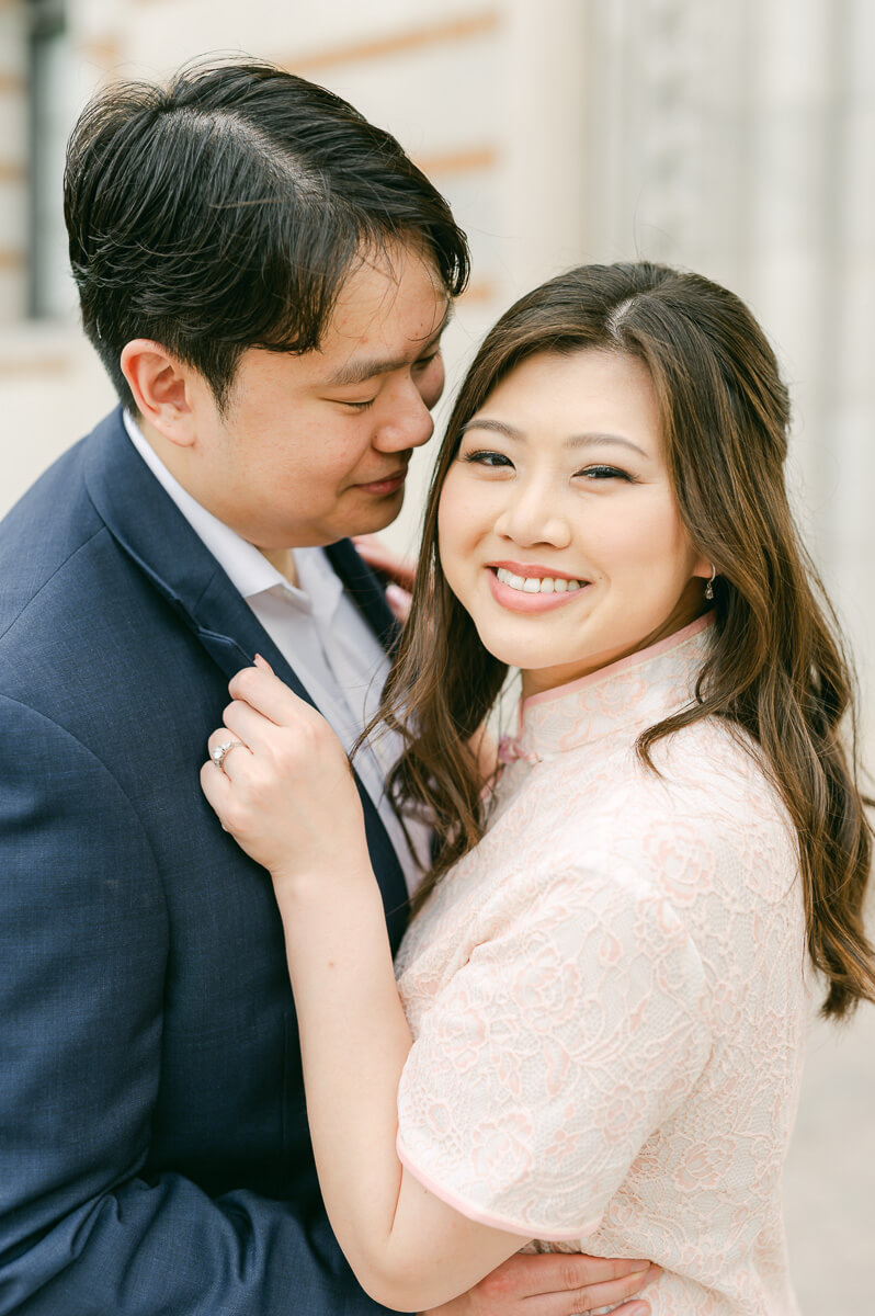 A couple in front of Rice University